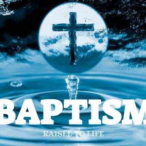 Baptism water with a cross reflection, symbolizing new life in Christ