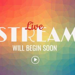 Colorful gradient background with text Live Stream Will Begin Soon