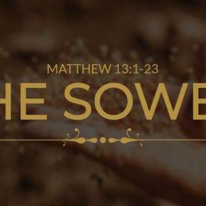 Hand scattering seeds in soil, illustrating The Sower parable from Matthew 13:1-23