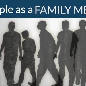 Silhouettes of people walking with the text A Disciple as a Family Member