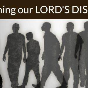 Silhouettes of people following a leader with the text "Becoming our LORD'S DISCIPLE" at the top.