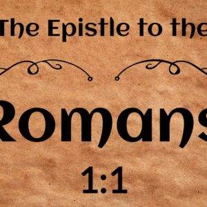 The Epistle to the Romans header on parchment-style background