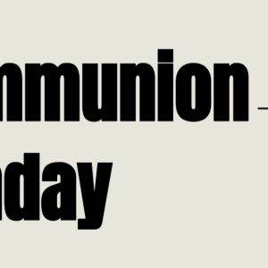 Communion Sunday graphic with a chalice and glowing light