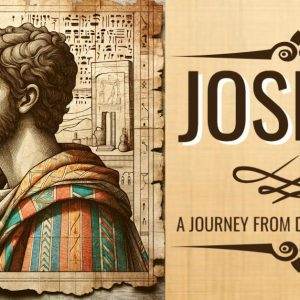 Artistic depiction of Joseph with intricate background and the text Joseph: A Journey From Dream to Reality.