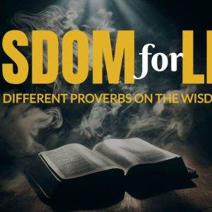 Open book on a dark background with illuminated title "Wisdom for Life."