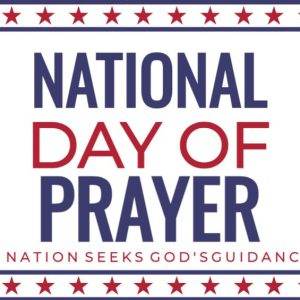 National Day of Prayer banner with stars and stripes design