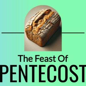 Loaf of bread symbolizing The Feast of Pentecost on a green and blue background