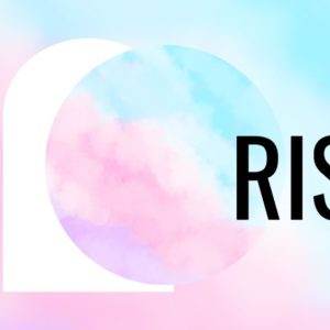 Pastel-colored Easter graphic with "He Is Risen" text against a soft cloud background