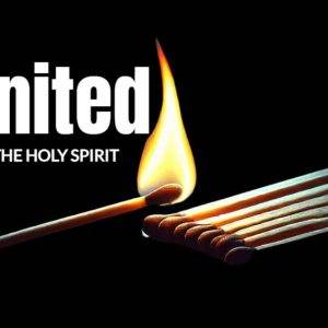 Single burning match with flame igniting several matches in a row, featuring text REignited: A Passion for the Holy Spirit.