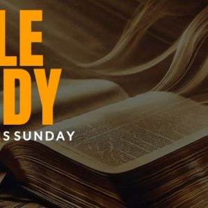 Open Bible with glowing light and the words "Bible Study Join Us This Sunday"