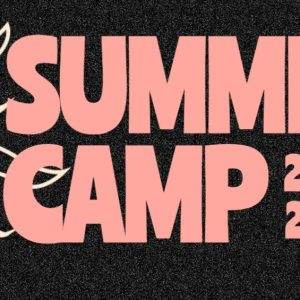 Summer Camp 2024 Graphic with Sun Illustration