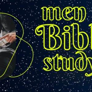 Men reading Bible together during study session