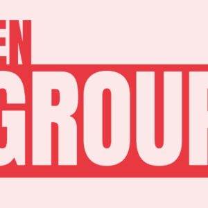 Men Group Label in Bold Red and White Typography