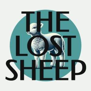 The Lost Sheep illustration with a lamb in front of a blue circle background