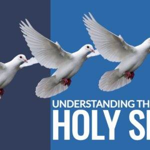 White doves flying with the text "Understanding the Holy Spirit" on a blue background.