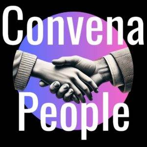 Two hands shaking against a gradient background with the words A Convenant People in bold.