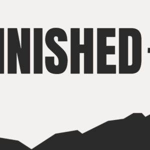 A bold statement reading "It's Finished" next to a silhouetted cross on a hill.