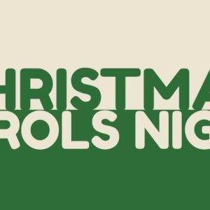 Christmas Carols Night Event Banner with festive decorations