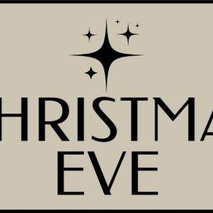 Christmas Eve banner with elegant text and sparkling stars