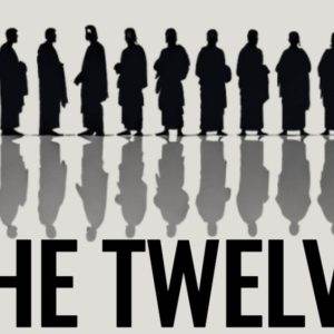 Silhouettes of twelve individuals standing in a row with reflections below and the text 'The Twelve' beneath them