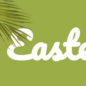 Palm leaf with 'Easter' text on green background