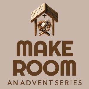 Advent series logo with a manger and baby Jesus image.