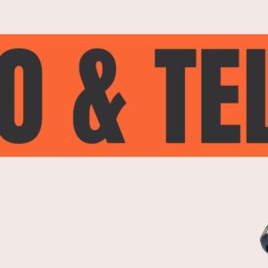 Bold "Go & Tell" text with a microphone on the right side against an orange and beige background.