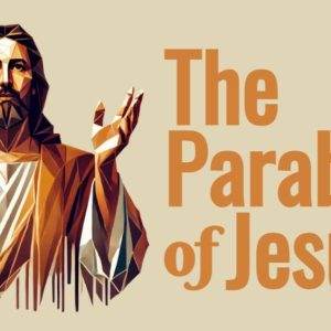 Geometric art of Jesus with the text 'The Parables of Jesus'