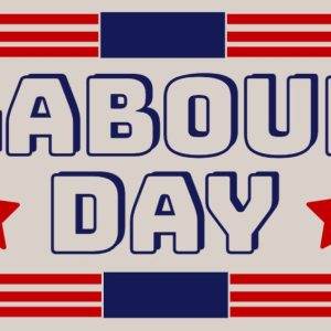 Labour Day banner with red stars and stripes