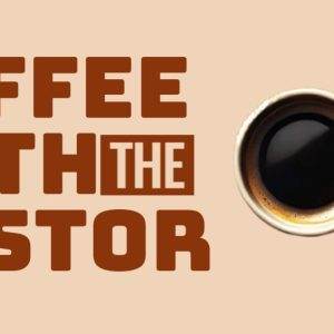 Coffee with the Pastor event logo featuring a coffee cup