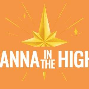 Bright graphic with a golden star and the text "Hosanna in the Highest" on an orange background.