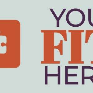 Puzzle icon with the words "You Fit Here" in bold orange and black letters.