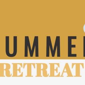 Summer Retreat banner with sun and cloud graphic