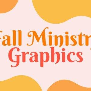 Fall Ministry Graphics with vibrant orange and yellow abstract waves.