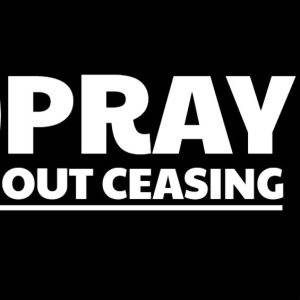 Person in thoughtful prayer with the phrase "Pray Without Ceasing" in bold text.