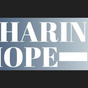 Gradient background with bold text reading Sharing Hope.