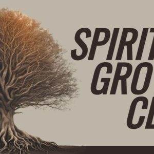 Large tree with intricate roots beside bold text reading "Spiritual Growth Class".