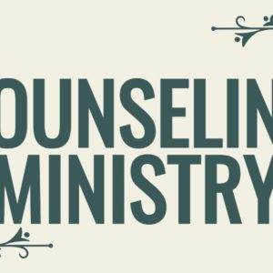 Counseling Ministry text with decorative floral corners.