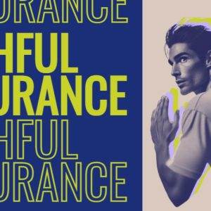 Athlete with determined expression running with the words 'Faithful Endurance' in bold typography.