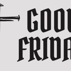 Stylized Good Friday text with a cross symbol, emphasizing the significance of the day.