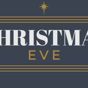 Elegant Christmas Eve graphic with star and gold accents on dark background.