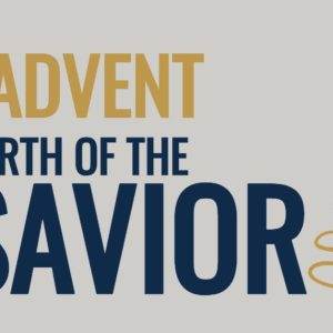 Advent graphic featuring a star and a tree, highlighting the birth of the Savior.