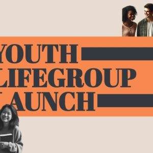 Youth lifegroup launch event with smiling young adults.